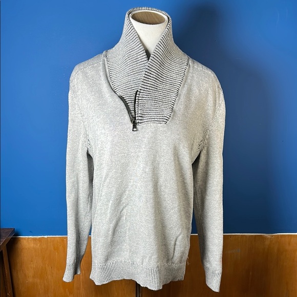 Women’s Gray Sweater with Zipper Collar - Picture 1 of 7